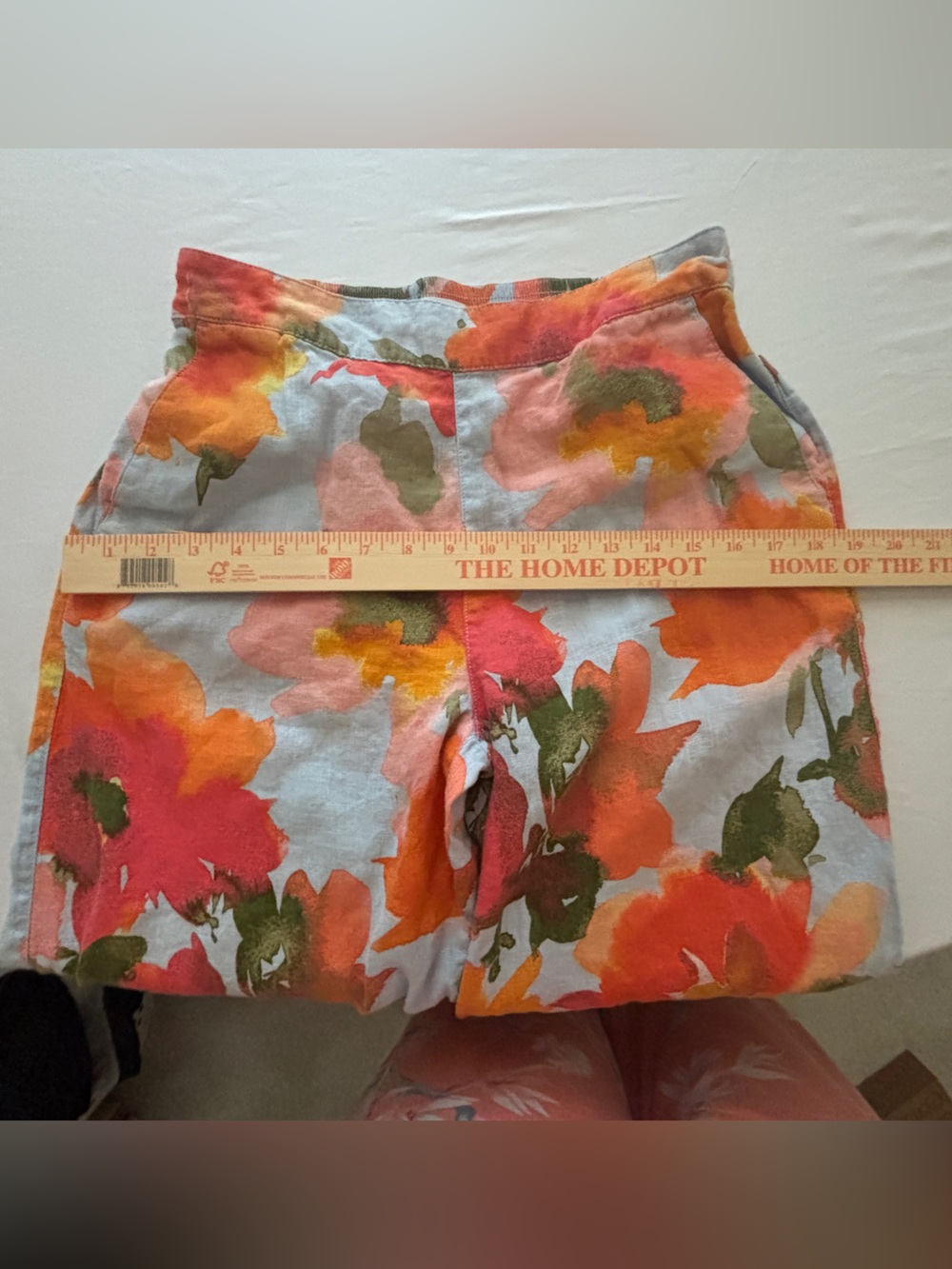 Joie Linen Lightweight Floral Wide Leg Culottes Women’s M Fun Orange & Bue - Picture 5 of 8